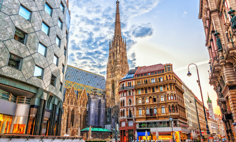 Stephansplatz, view on  the St. Stephen's Cathedral, Vienna